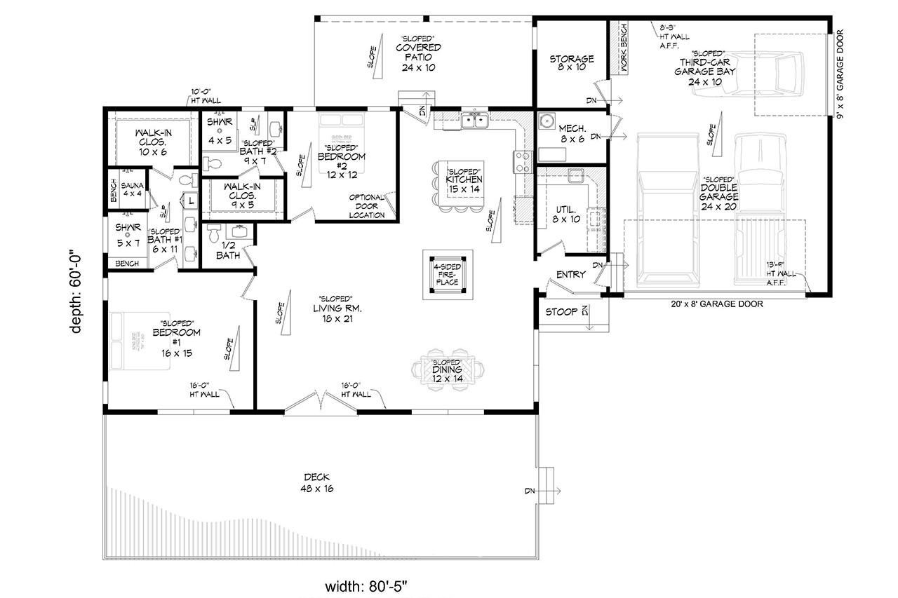 Modern House Plan - Forest View Overlook 93262 - 1st Floor Plan