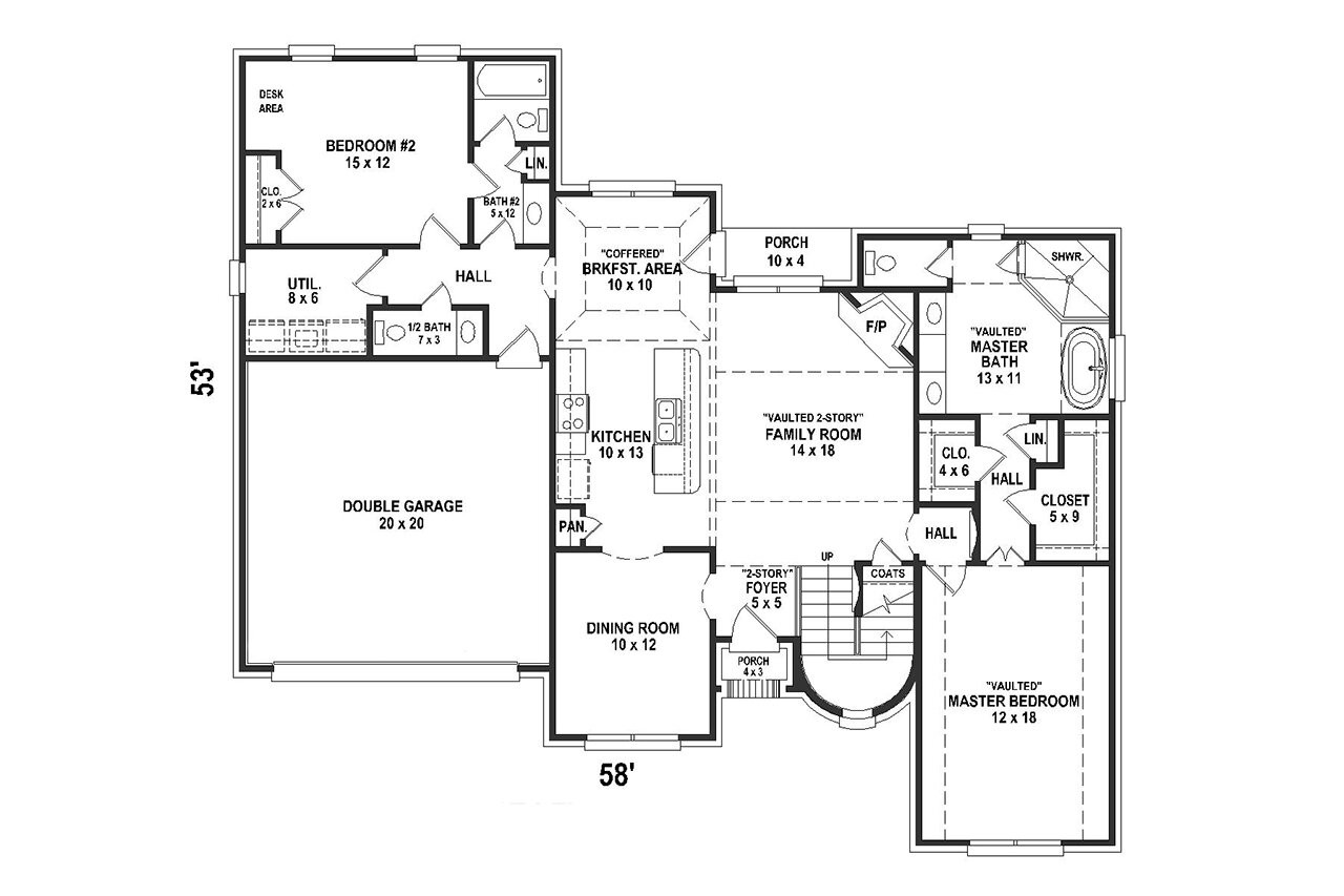 French Country House Plan - 64030 - 1st Floor Plan