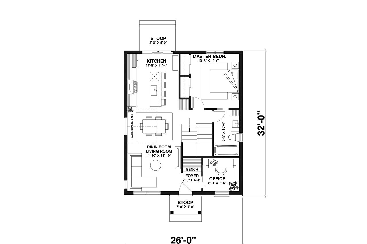 French Country House Plan - Chauncy  68047 - 1st Floor Plan