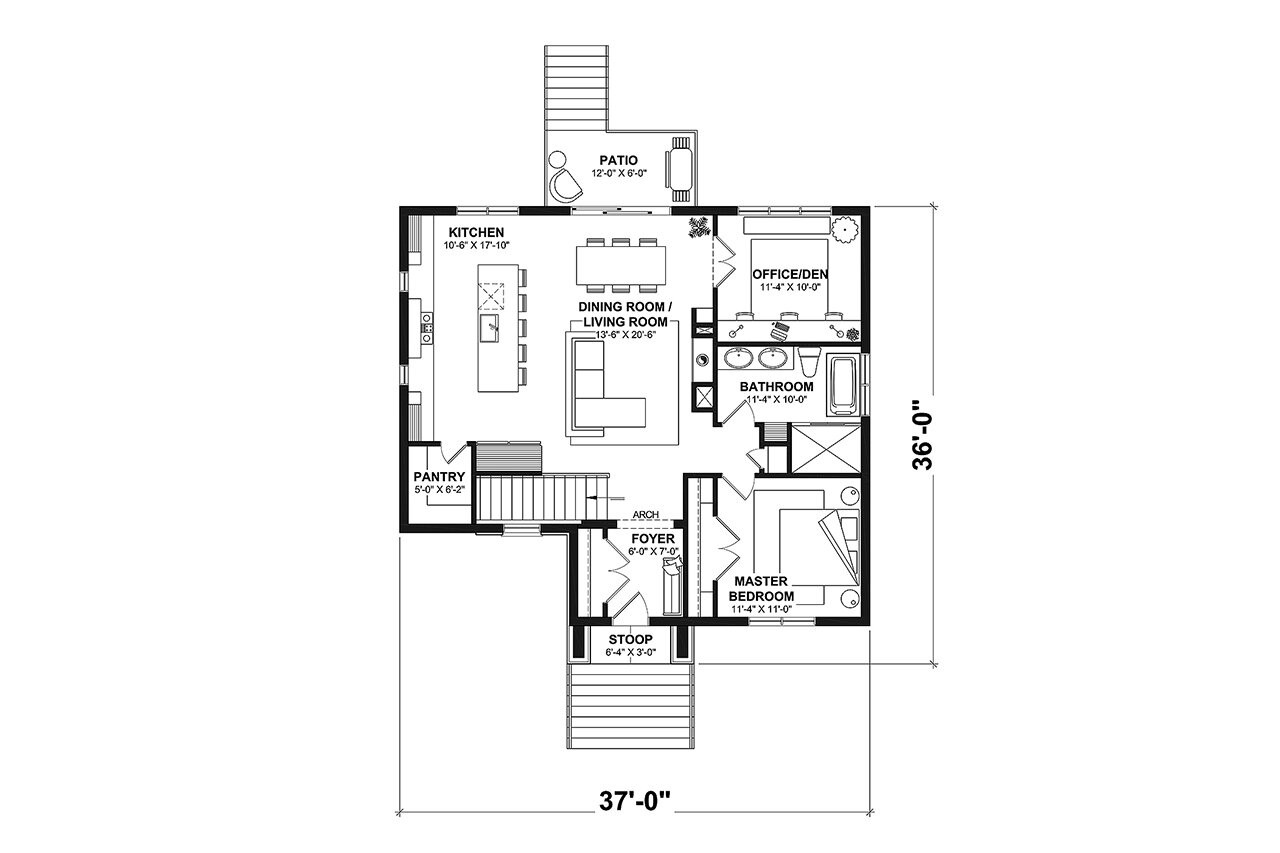 Craftsman House Plan - Saint-James 56634 - 1st Floor Plan
