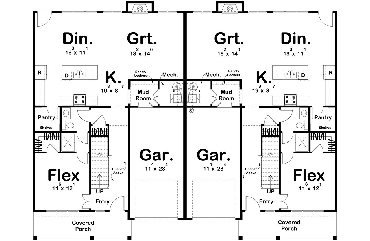 Farmhouse House Plan - Abilene 68731 - 1st Floor Plan