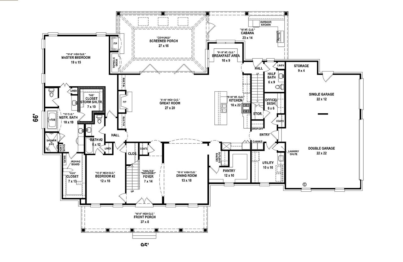 Traditional House Plan - 56104 - 1st Floor Plan