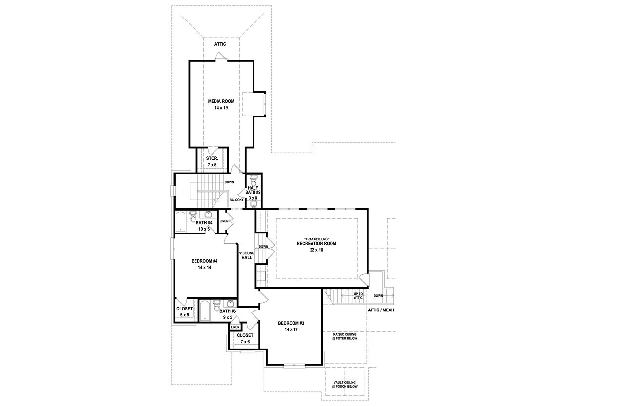 Secondary Image - French Country House Plan - 35023 - 2nd Floor Plan