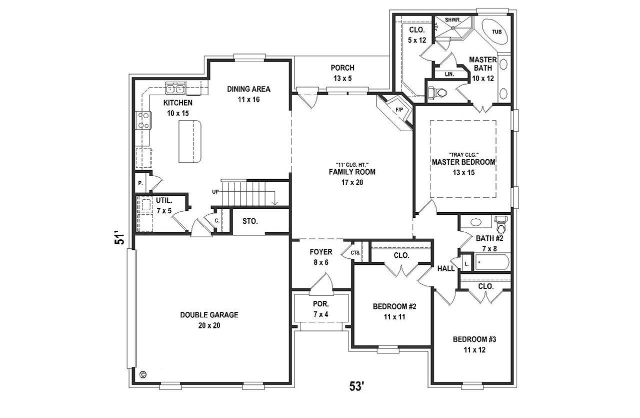 French Country House Plan - 95398 - 1st Floor Plan