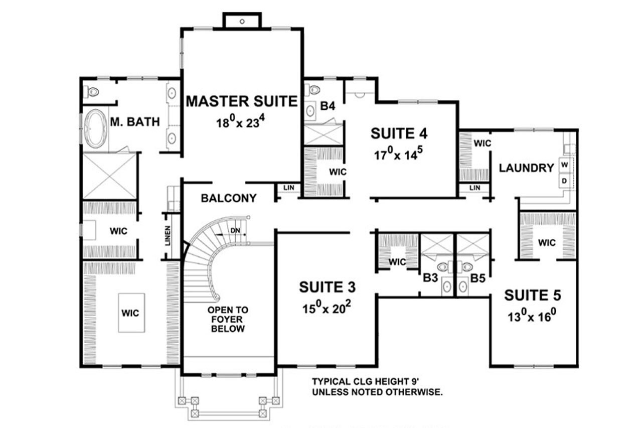 Secondary Image - Colonial House Plan - Brookpointe C 51-800 20583 - 2nd Floor Plan