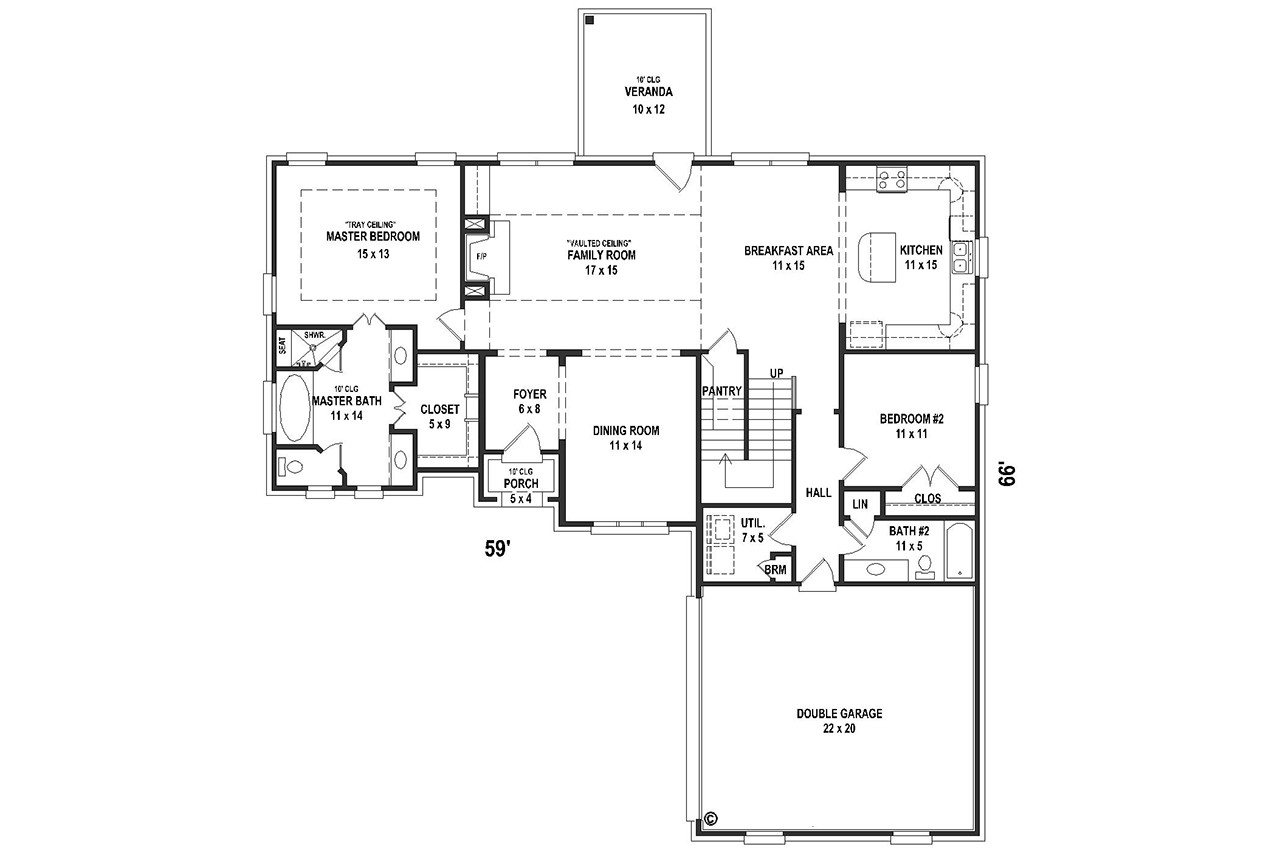 French Country House Plan - 22033 - 1st Floor Plan