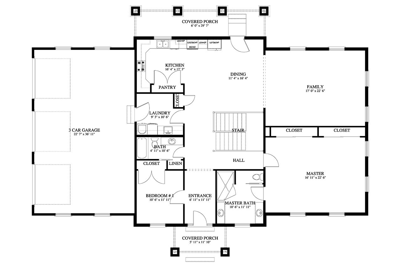 Colonial House Plan - Beatty 98688 - 1st Floor Plan