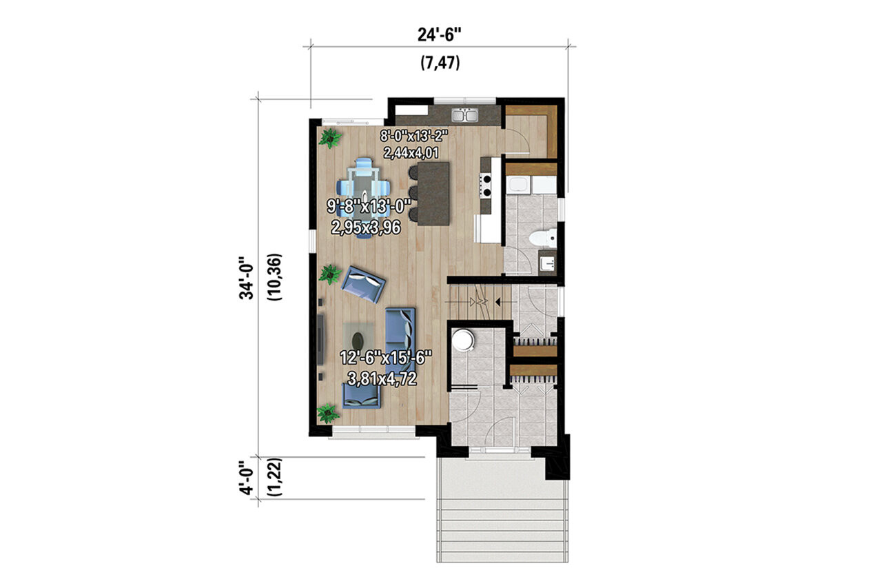 Contemporary House Plan - 25853 - 1st Floor Plan