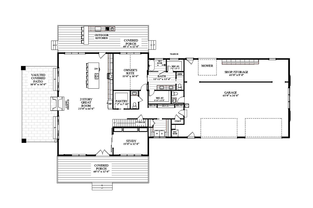 Craftsman House Plan - 55706 - 1st Floor Plan