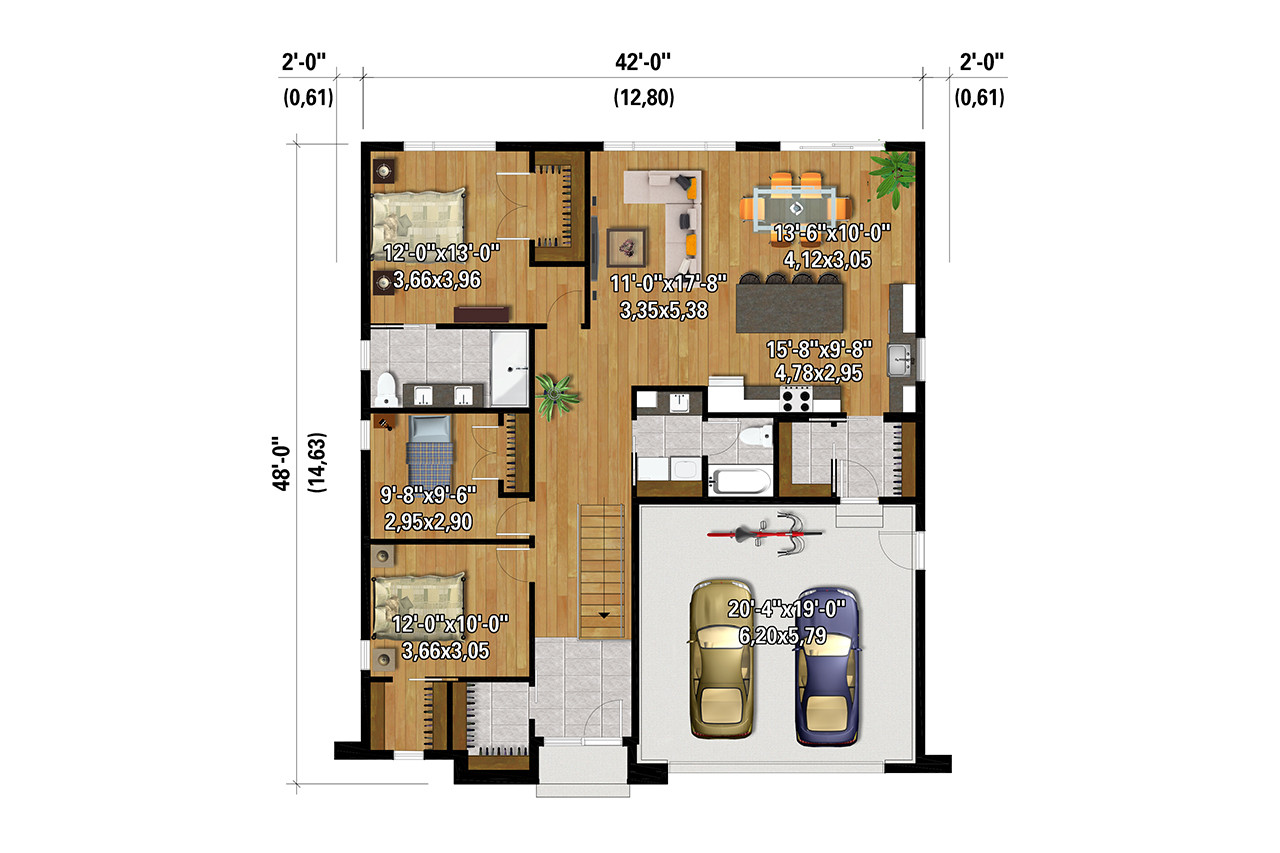 European House Plan - 50883 - 1st Floor Plan