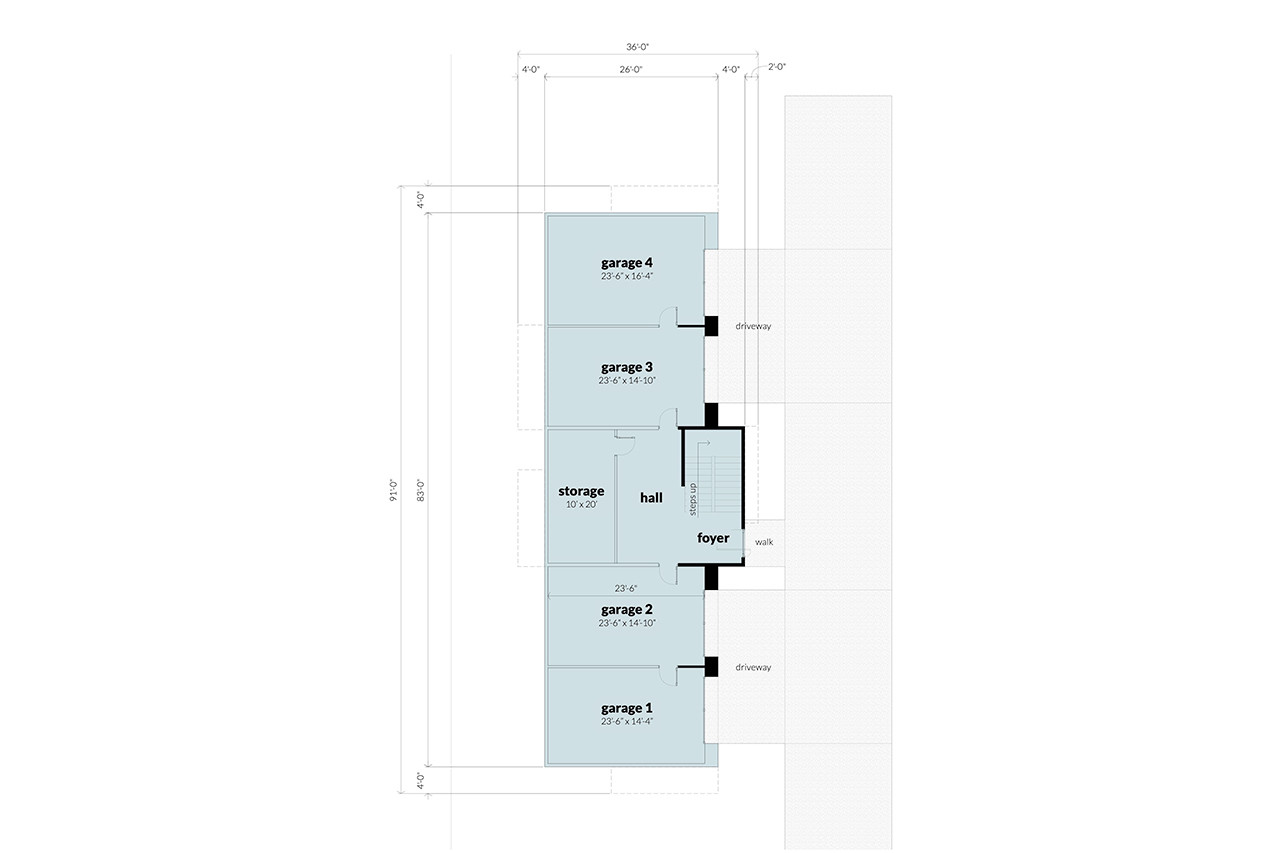 Modern Style Duplex Home Plan - Lower Level Garage Floor Plan  - Other Floor Plan