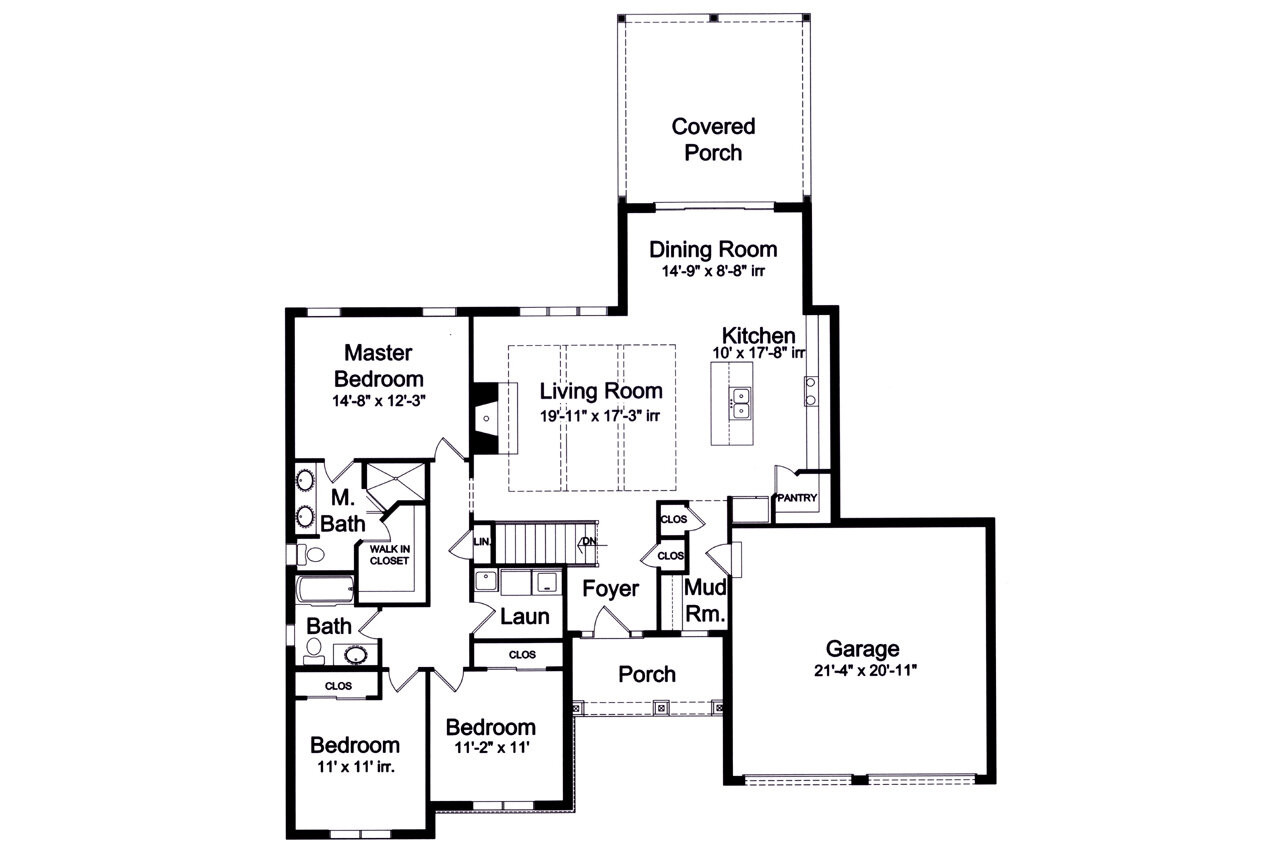 Ranch House Plan - Southport 35470 - 1st Floor Plan