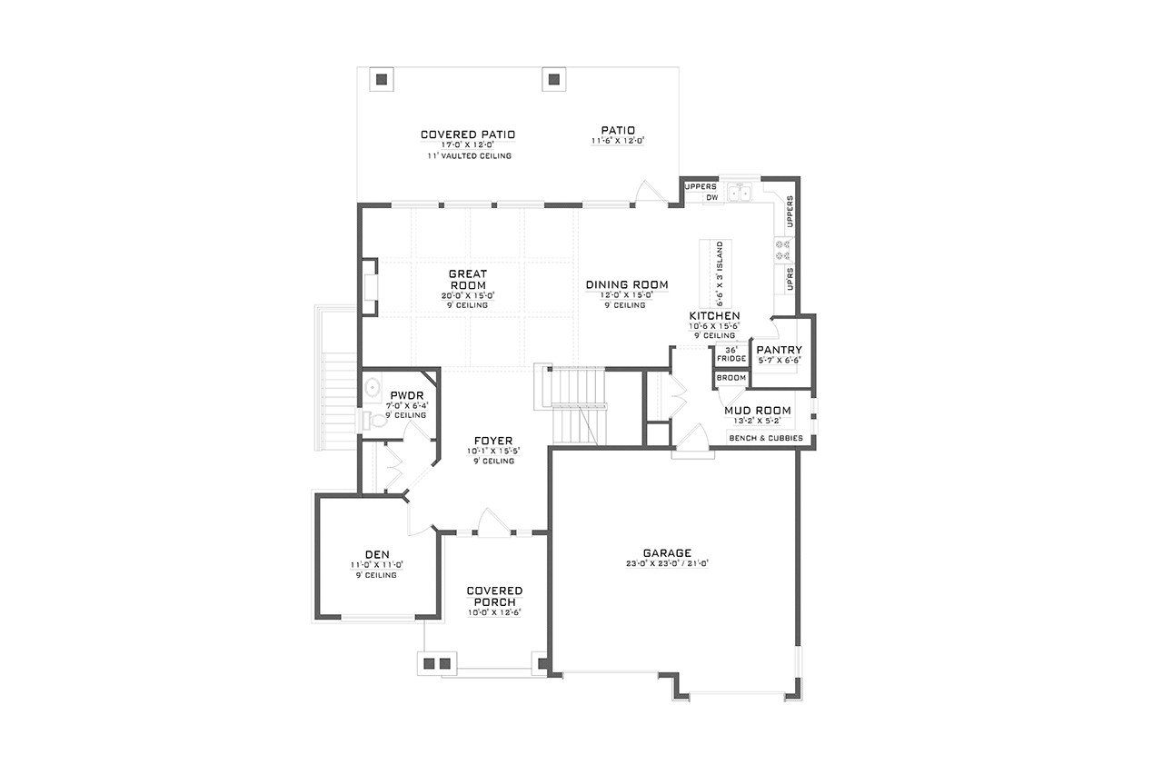 Craftsman House Plan - 69697 - 1st Floor Plan