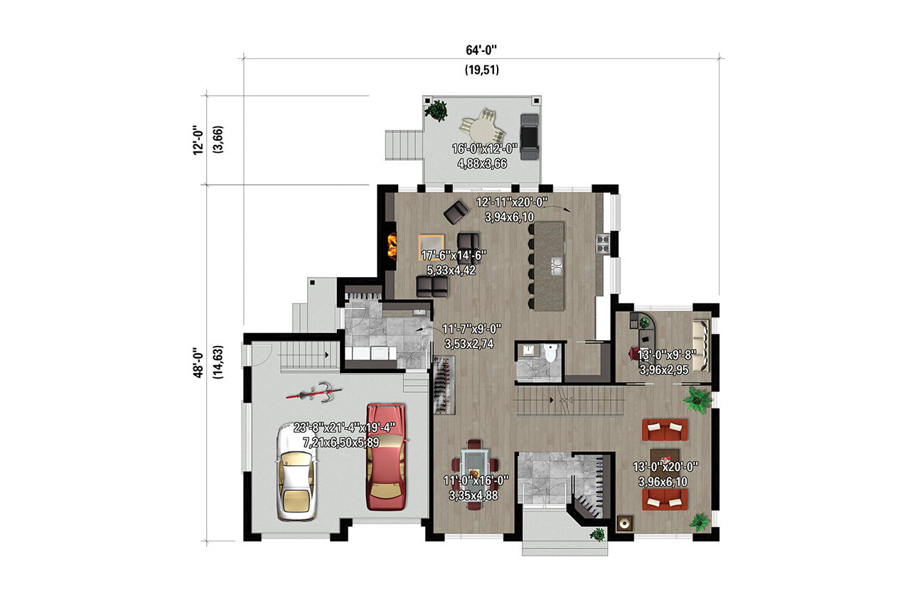 Modern House Plan - 11349 - 1st Floor Plan