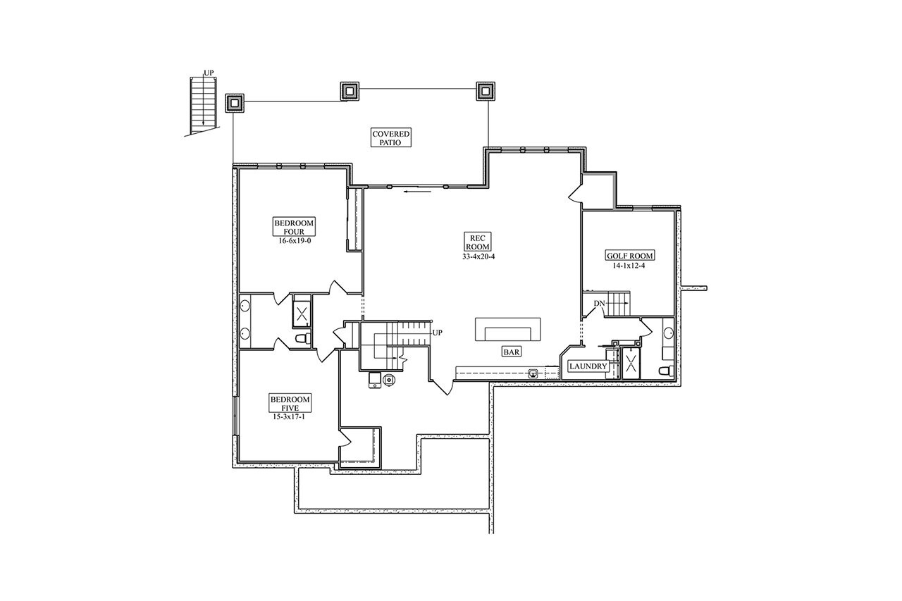 Secondary Image - Contemporary House Plan - Atria 89998 - Basement Floor Plan