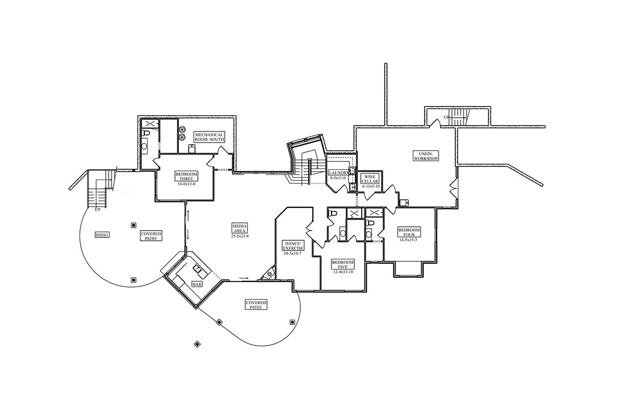 Secondary Image - Contemporary House Plan - Horseshoe Road 41924 - Basement Floor Plan
