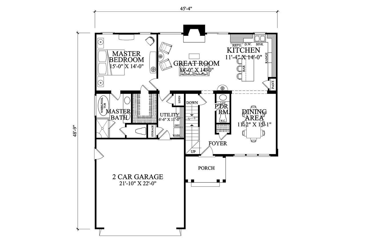 Traditional House Plan - Glen Laurel 44421 - 1st Floor Plan