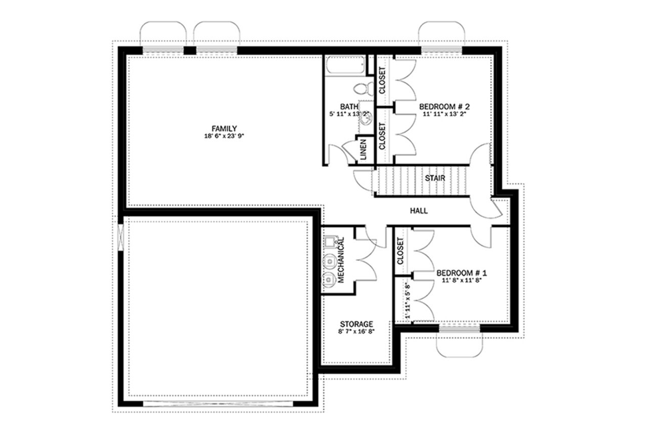 Traditional House Plan - Harrison  48808 - Basement Floor Plan