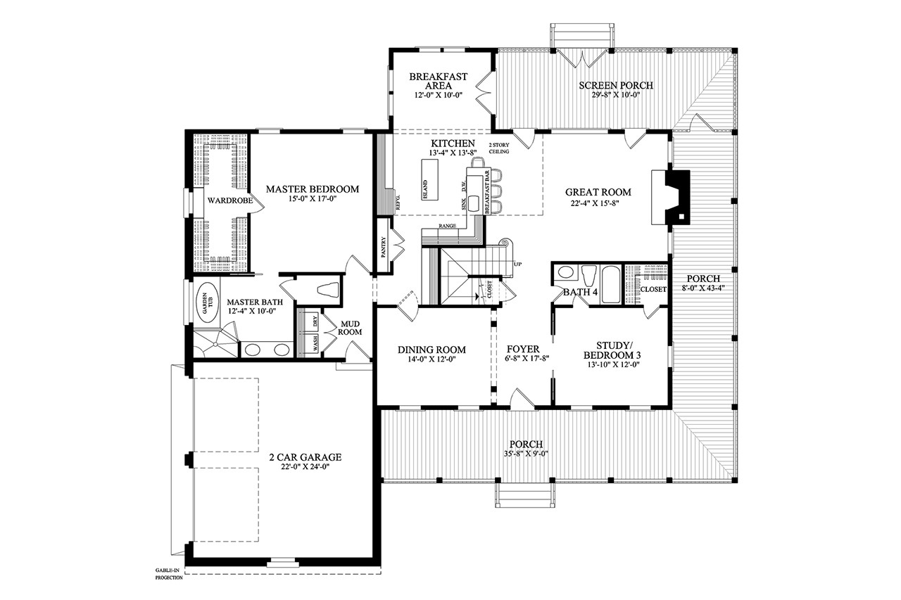Country House Plan - Edgewood  35777 - 1st Floor Plan