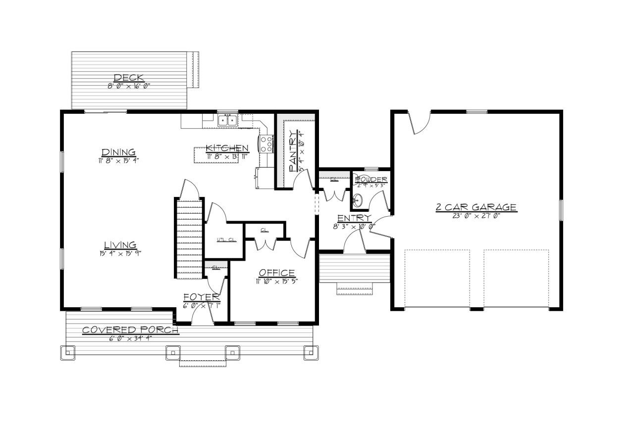 Colonial House Plan - Laurel Oak 25309 - 1st Floor Plan