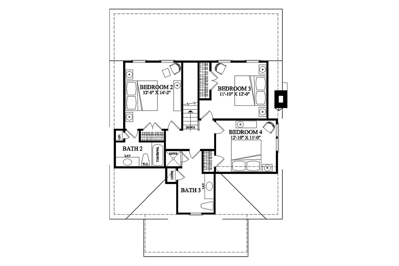 Southern House Plan - Key Largo 44813 - 2nd Floor Plan