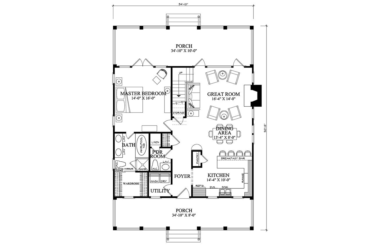 Cottage House Plan - Raspberry Cottage 41654 - 1st Floor Plan