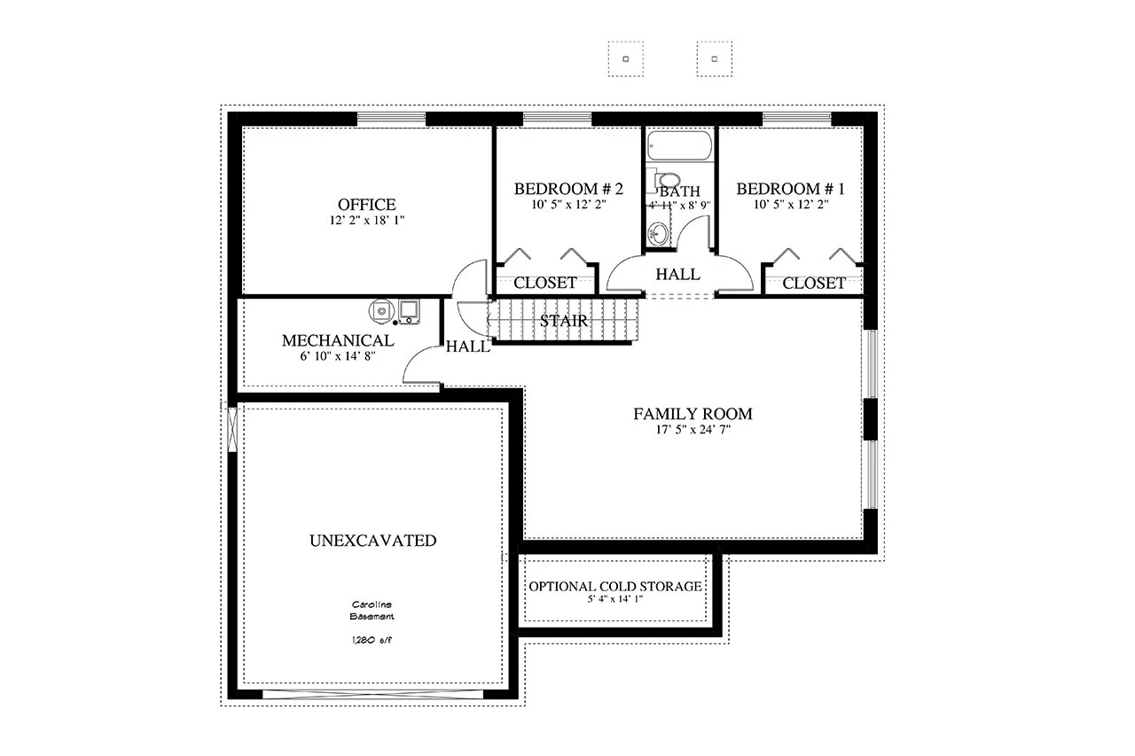Traditional House Plan - Bastian  75940 - Basement Floor Plan