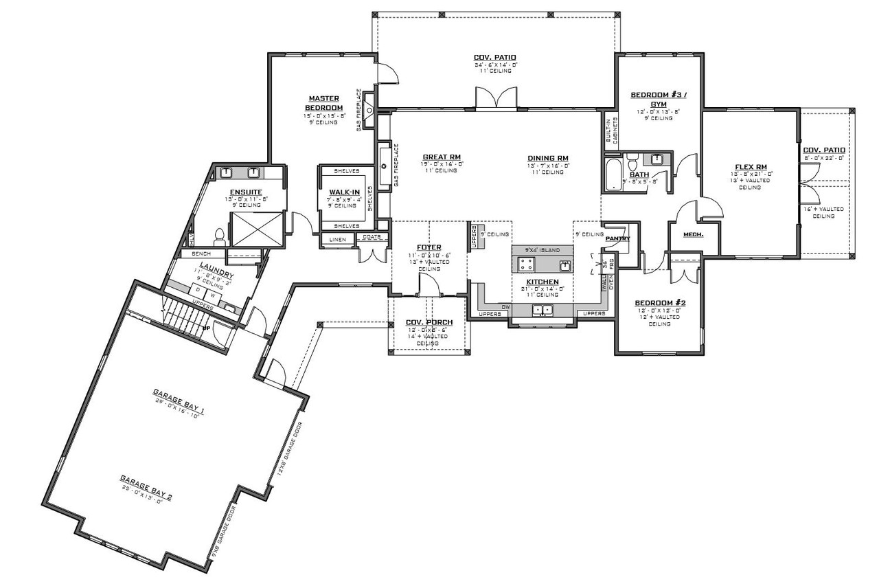 Craftsman House Plan - 37174 - 1st Floor Plan