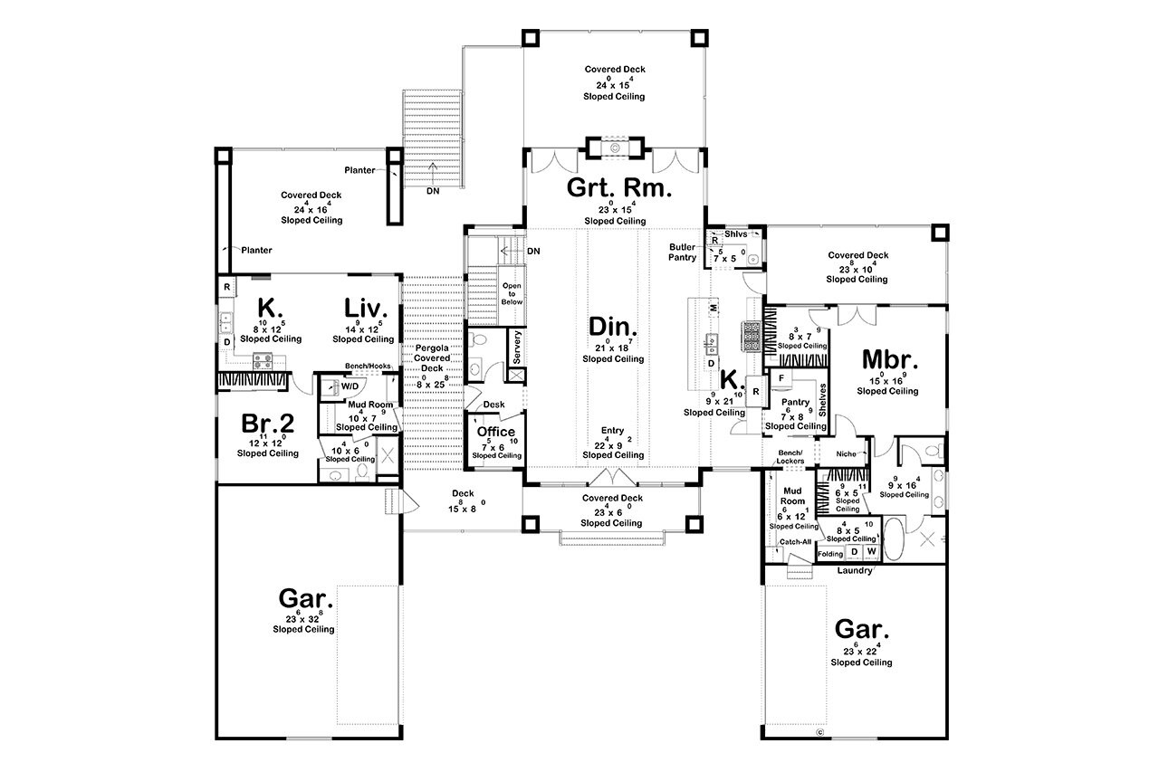 Contemporary House Plan - Sequoia 17147 - 1st Floor Plan