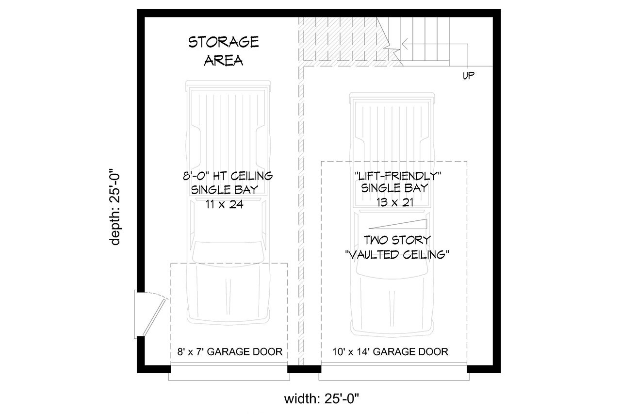Contemporary House Plan - Springhaven Garage 43645 - 1st Floor Plan