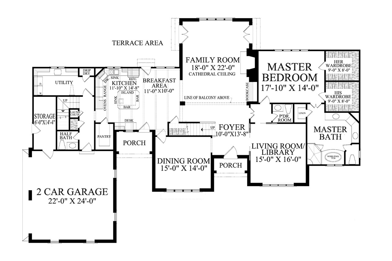 French Country House Plan - Manoir de Bais 53742 - 1st Floor Plan