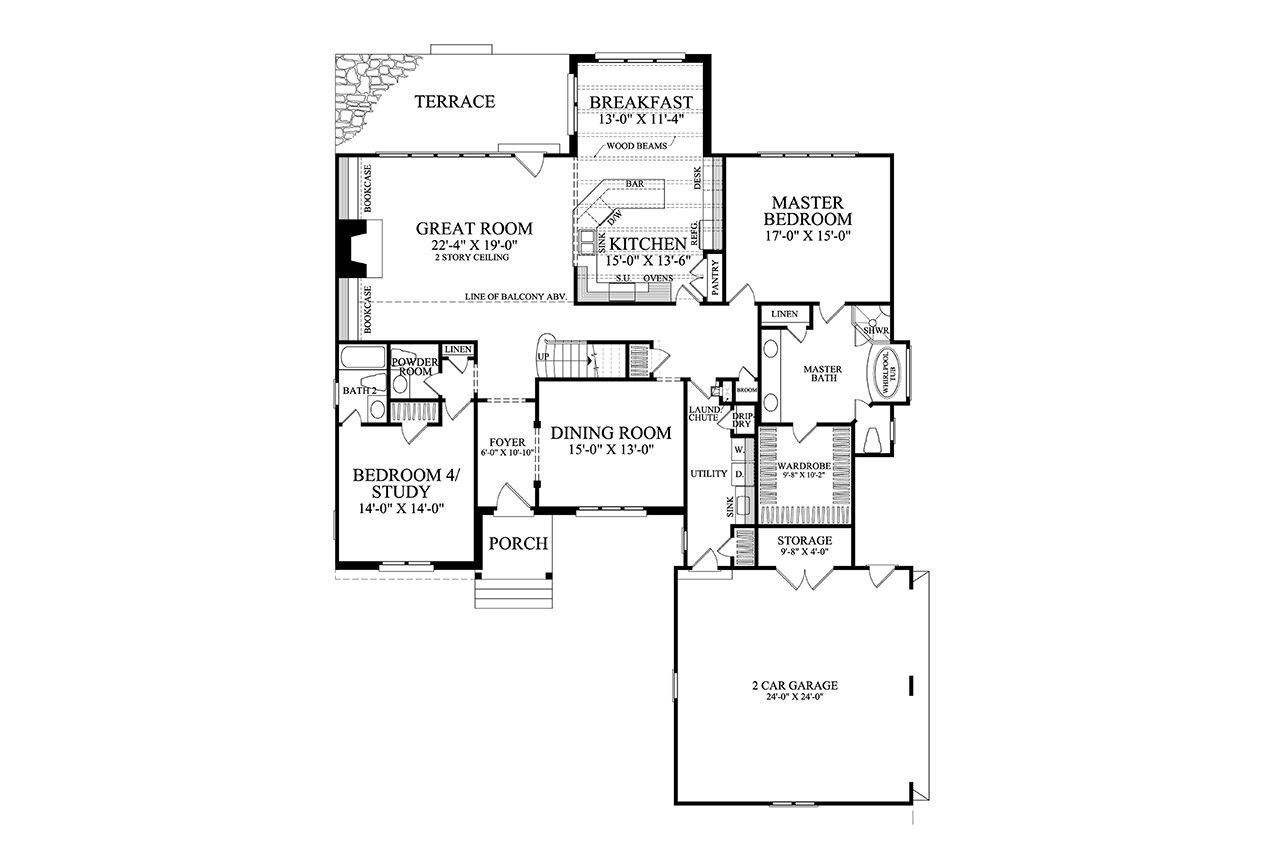 Tudor House Plan - Saint Clair 77519 - 1st Floor Plan