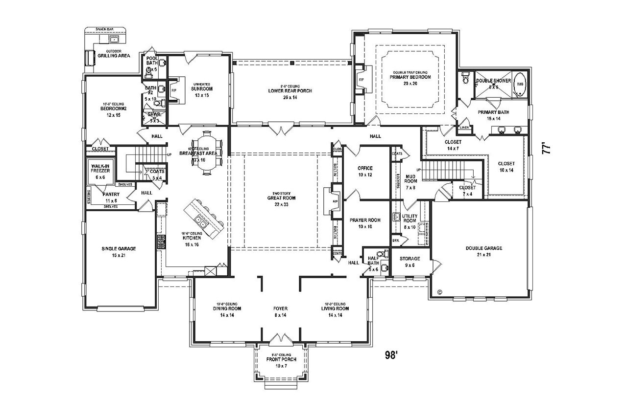 Traditional House Plan - 21573 - 1st Floor Plan