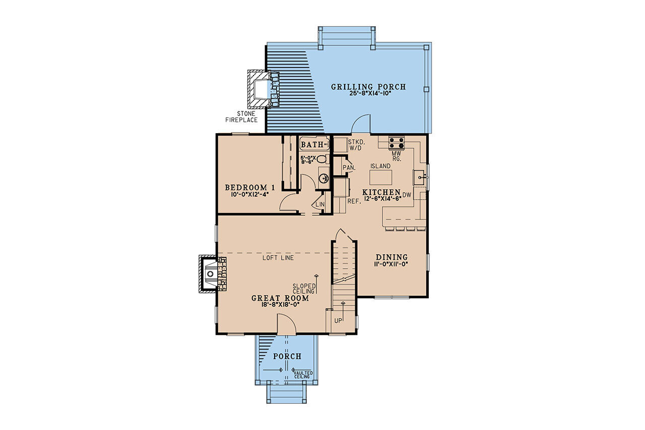 Craftsman House Plan - Aspen Falls Retreat 33077 - 1st Floor Plan