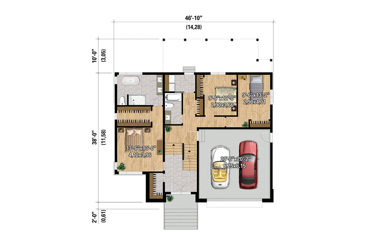 Modern House Plan - 91160 - 1st Floor Plan
