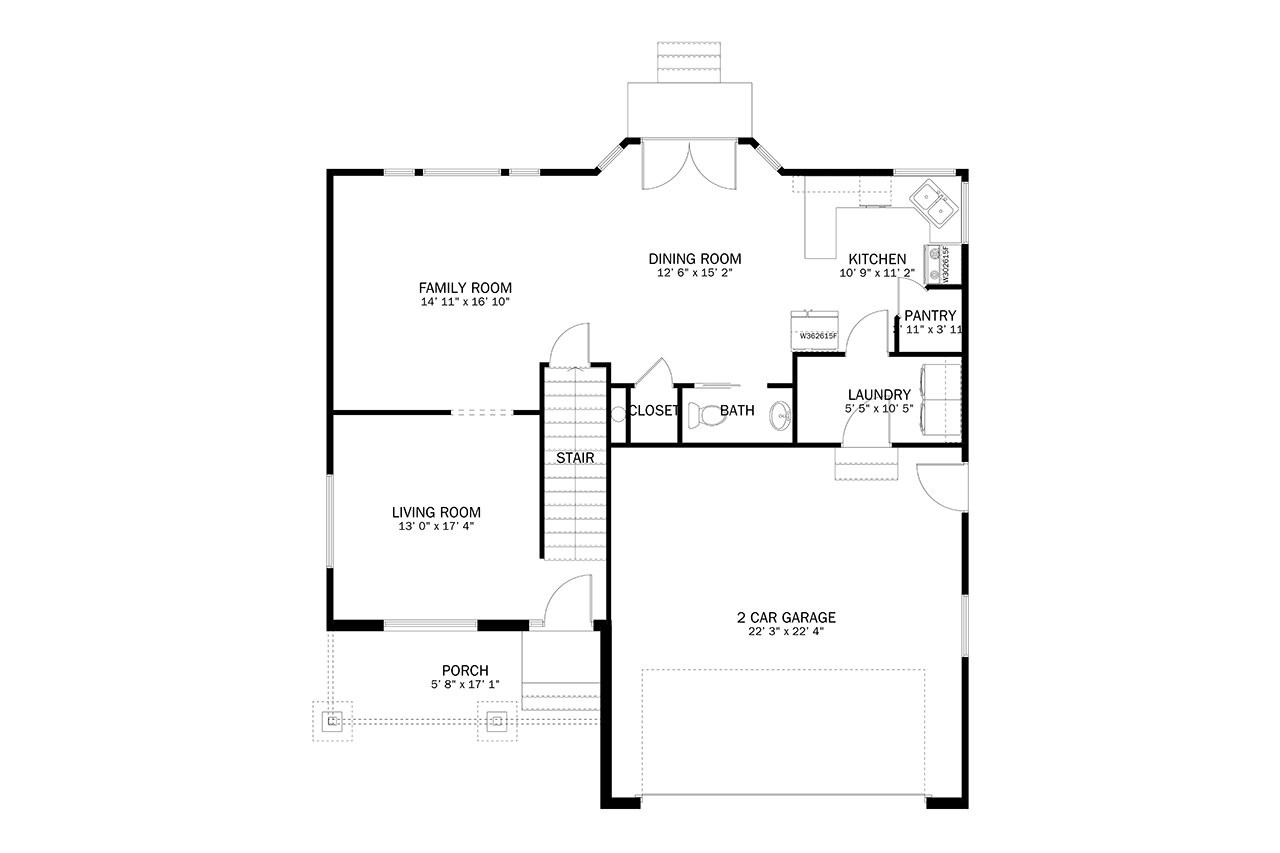 Traditional House Plan - Hamilton 34019 - 1st Floor Plan