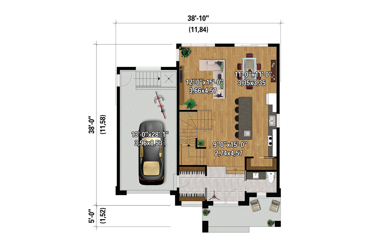 Modern House Plan - 71088 - 1st Floor Plan