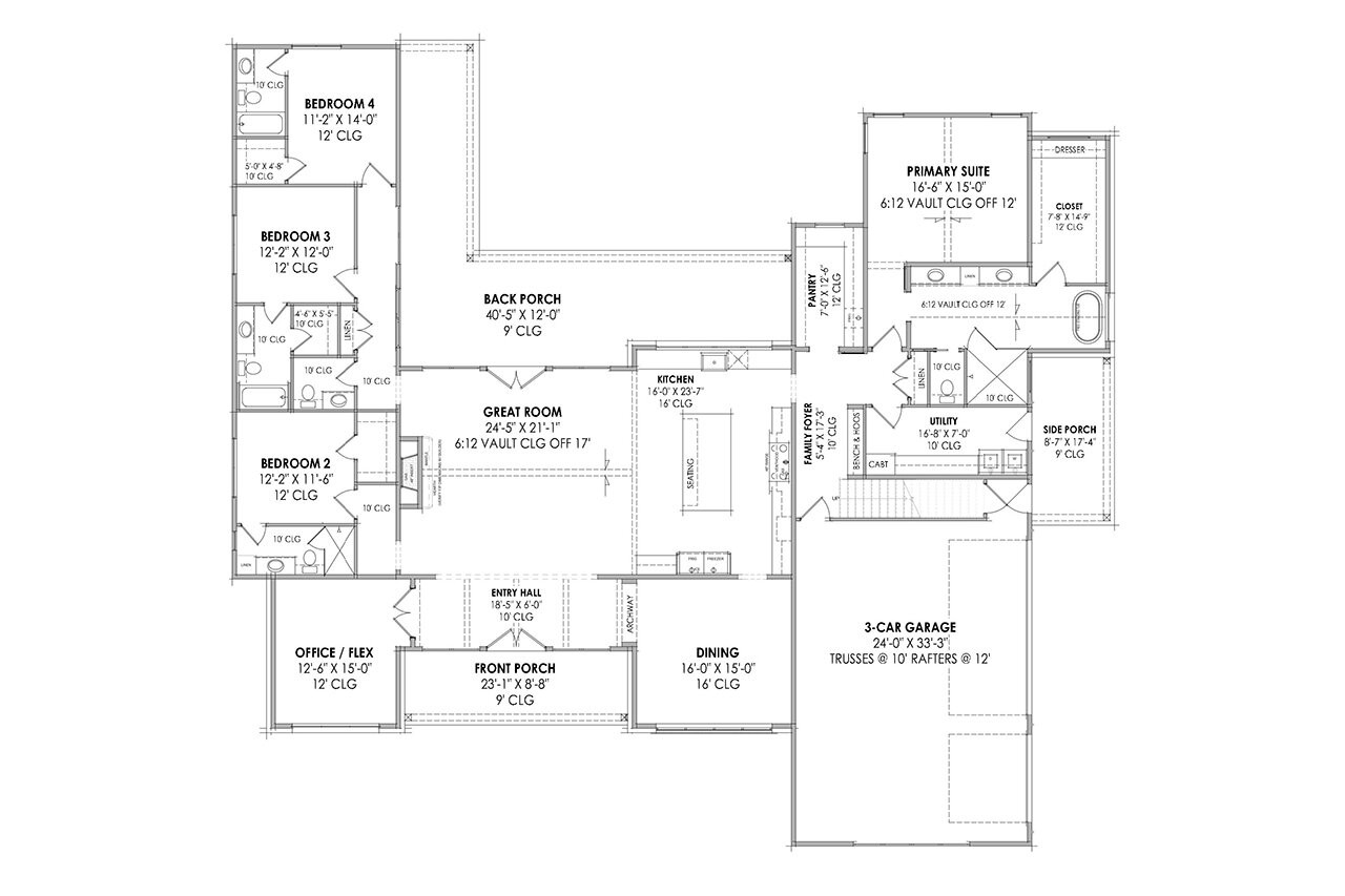 Modern House Plan - 99585 - 1st Floor Plan