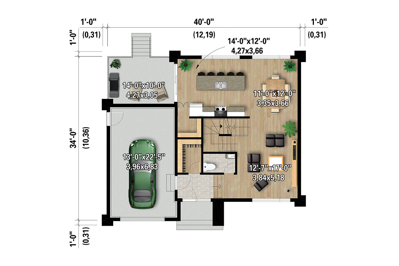 European House Plan - 46203 - 1st Floor Plan