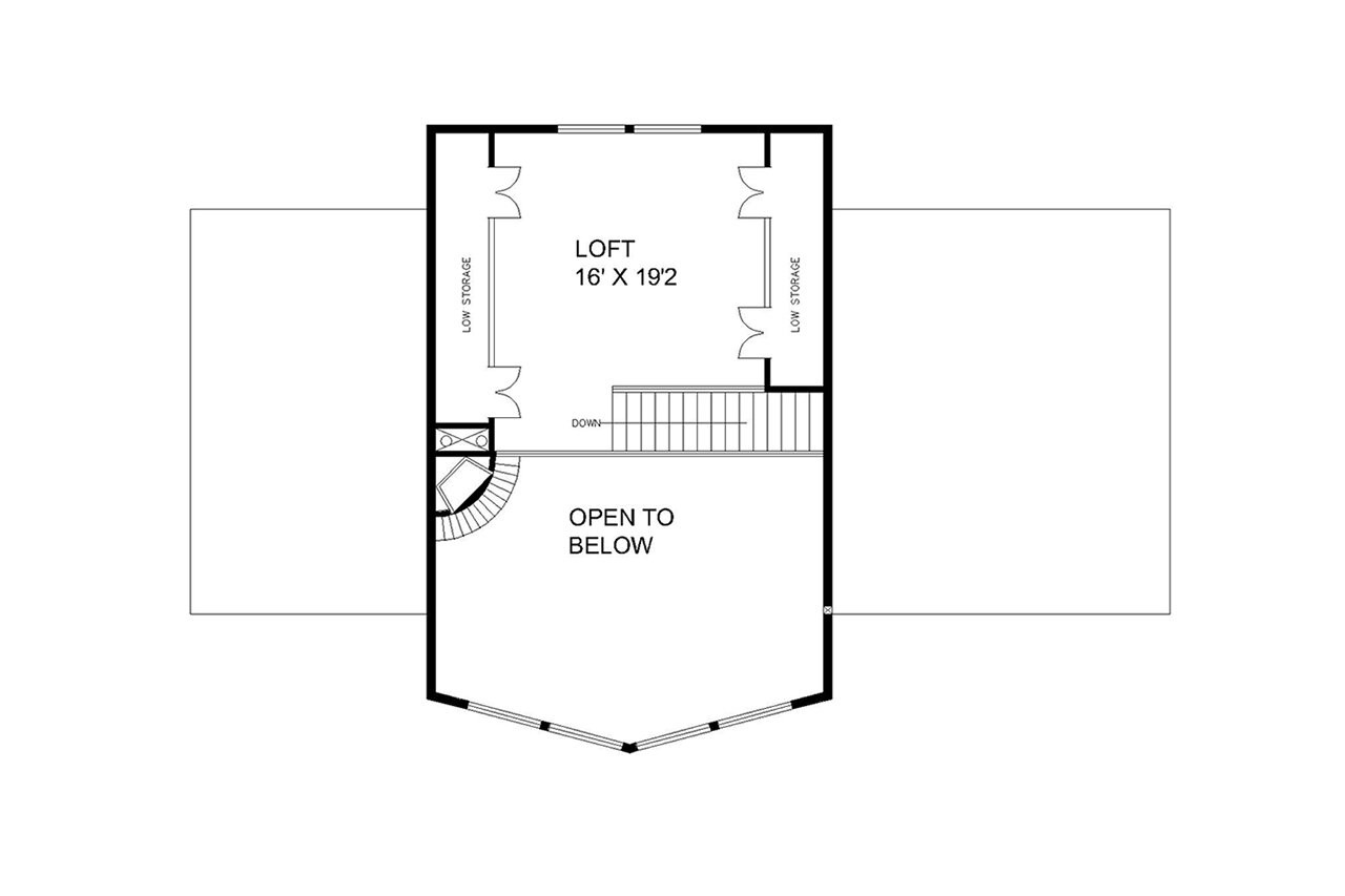Secondary Image - A-Frame House Plan - 53999 - 2nd Floor Plan
