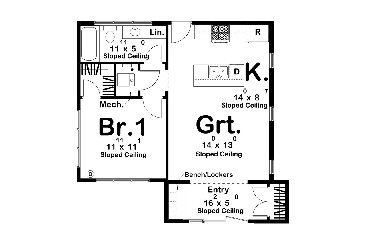 Modern House Plan - Cedar Hollow 72128 - 1st Floor Plan
