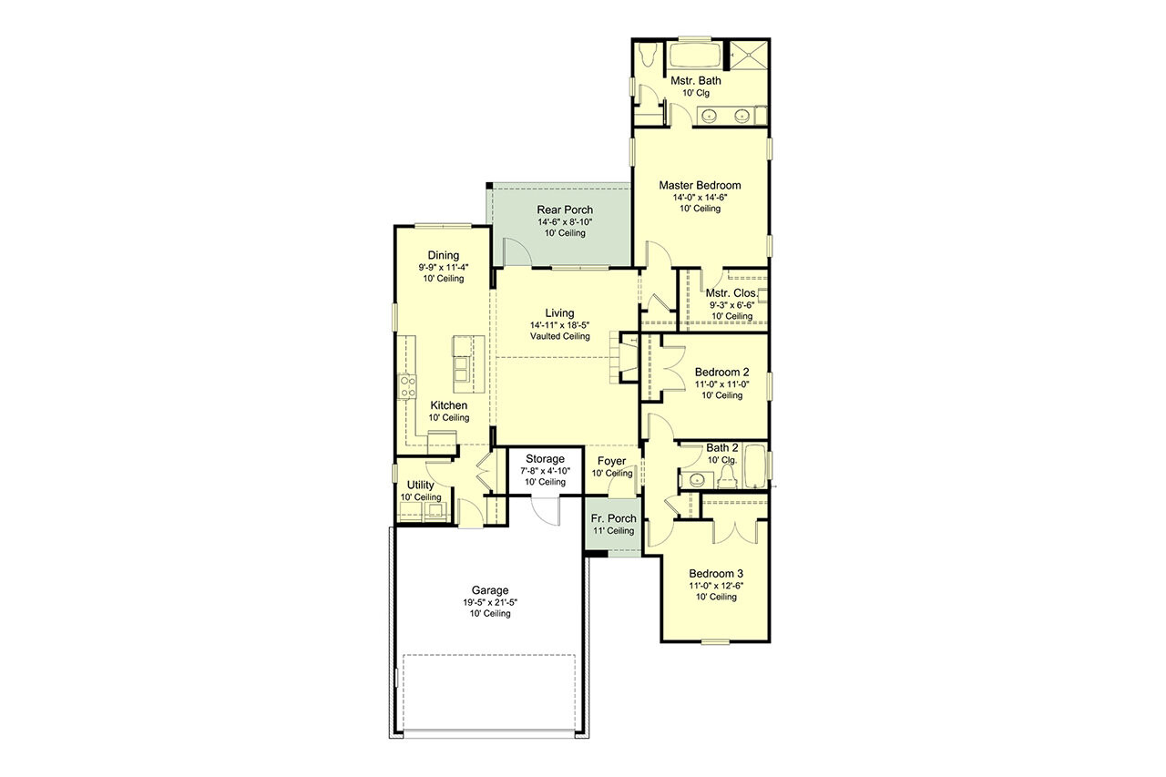 European House Plan - 51971 - 1st Floor Plan