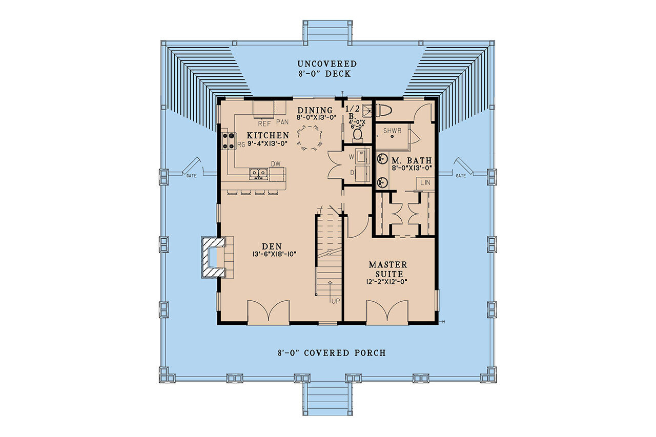 Country House Plan - Cedarwood Retreat 68442 - 1st Floor Plan