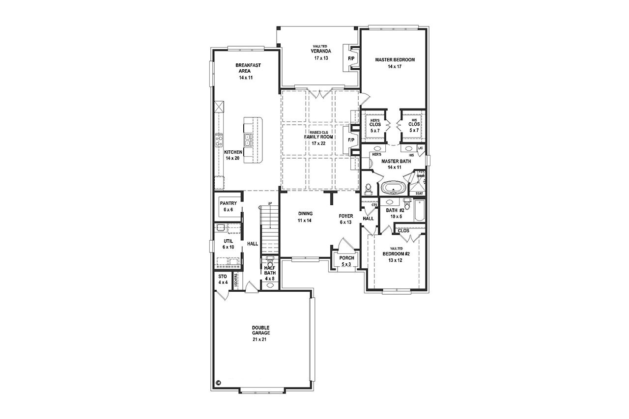 French Country House Plan - 33655 - 1st Floor Plan