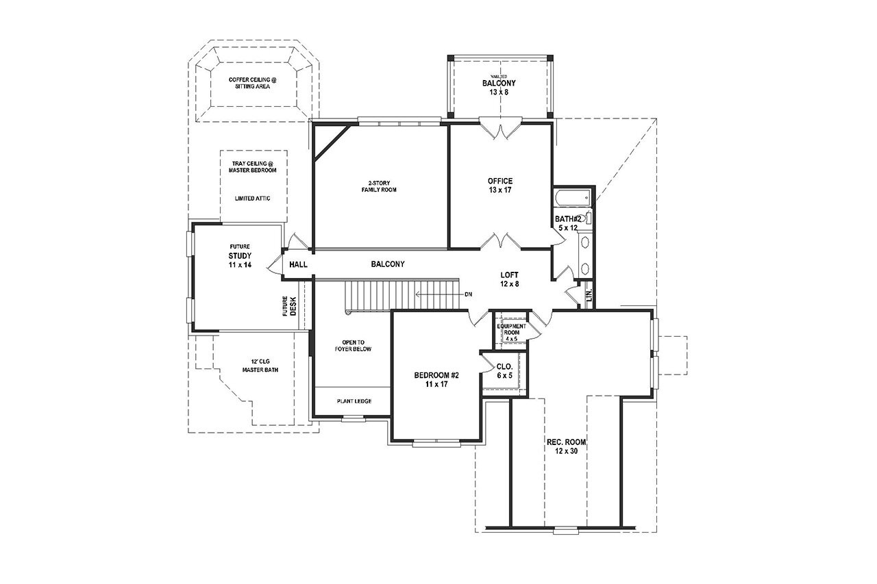 Secondary Image - European House Plan - 74045 - 2nd Floor Plan