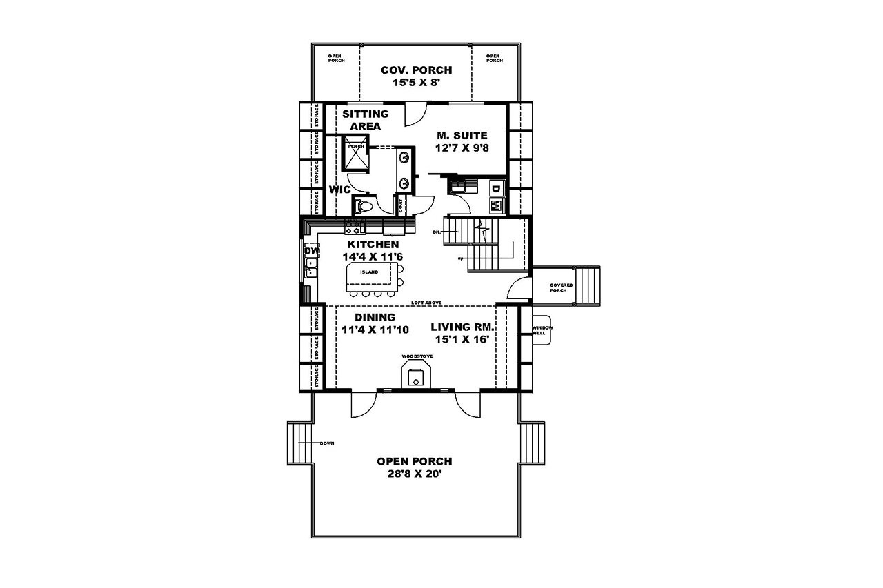 A-Frame House Plan - 38255 - 1st Floor Plan