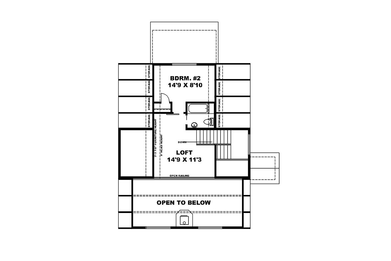 Secondary Image - A-Frame House Plan - 38255 - 2nd Floor Plan