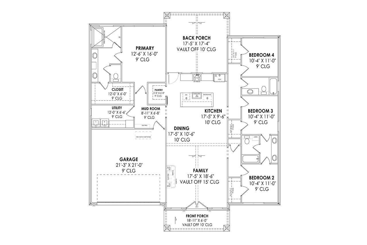 Farmhouse House Plan - 98094 - 1st Floor Plan