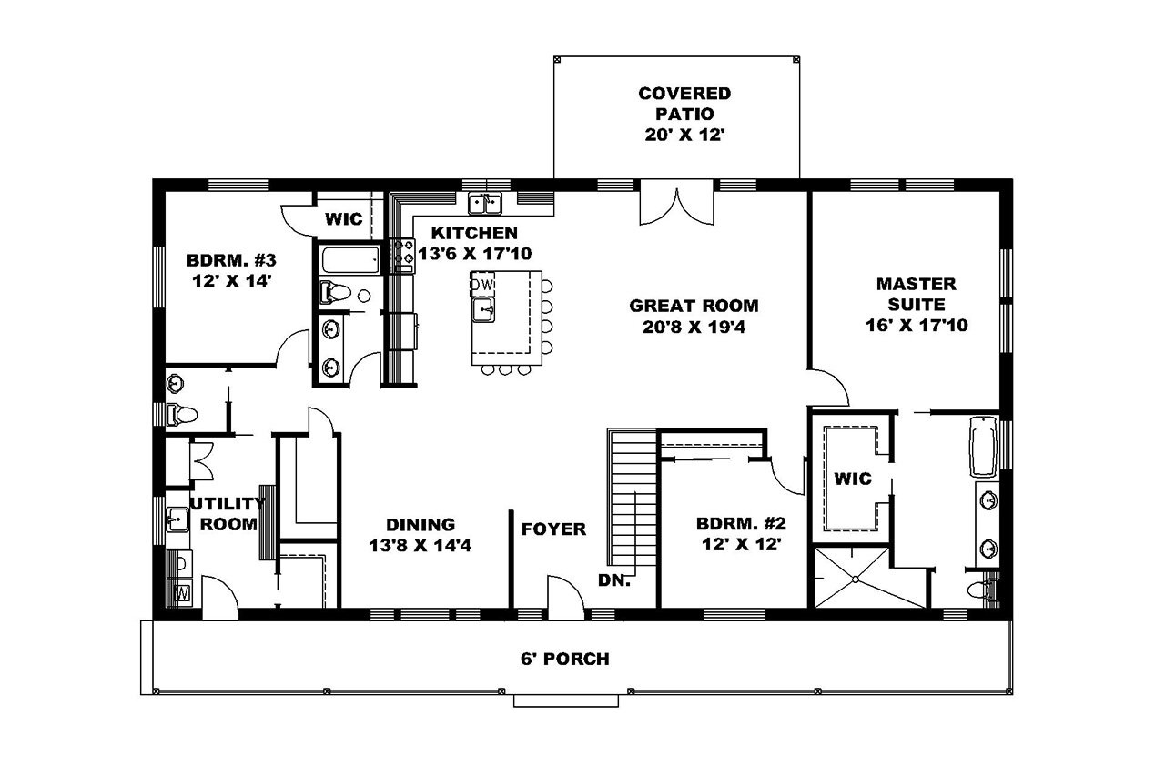 Ranch House Plan - 93423 - 1st Floor Plan