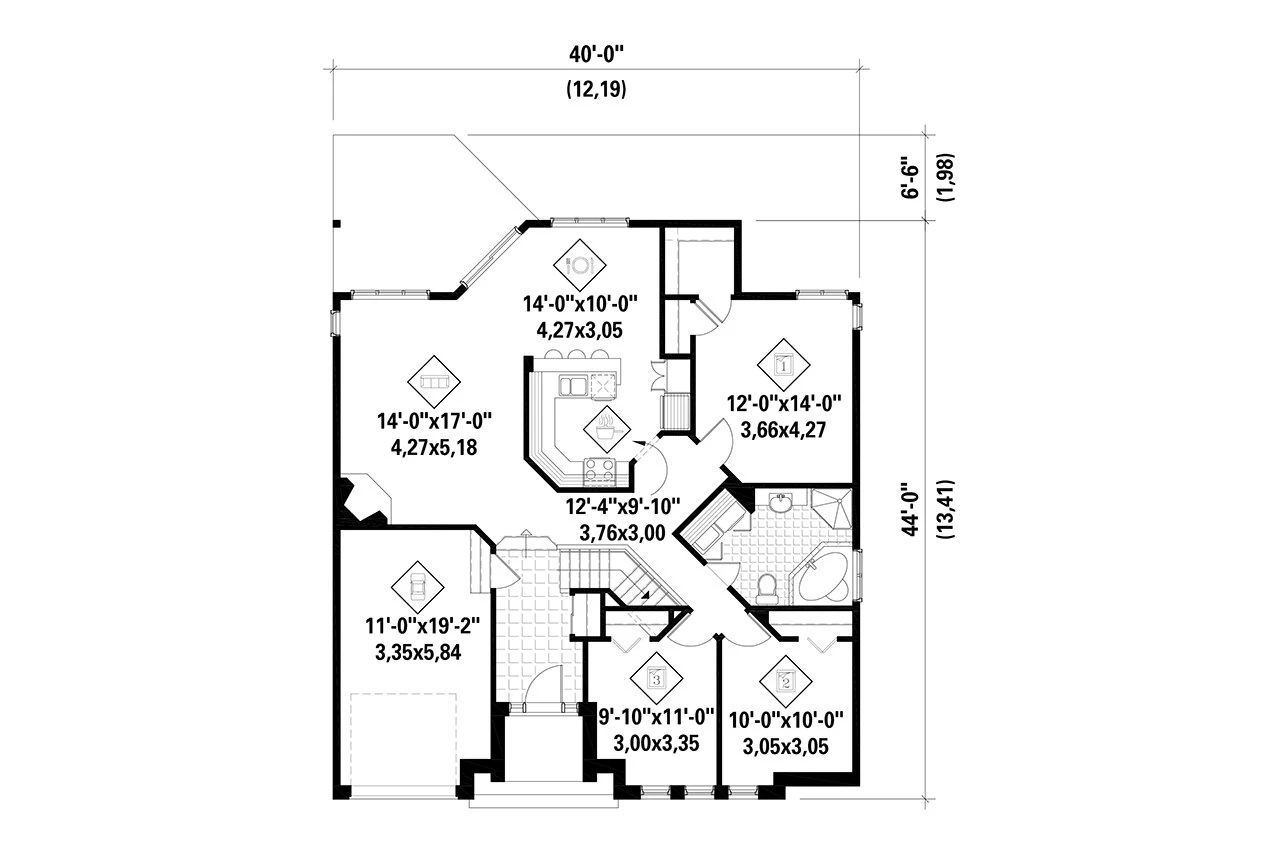 European House Plan - 75076 - 1st Floor Plan